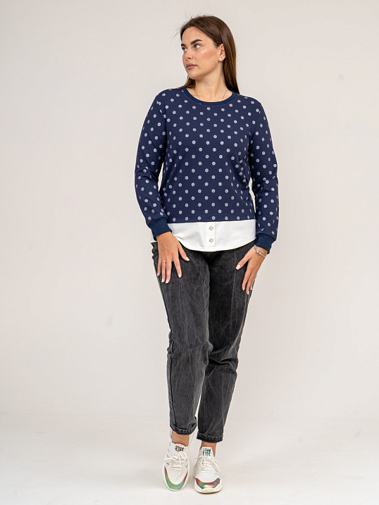 Толстовка женская Аврора синий/горох