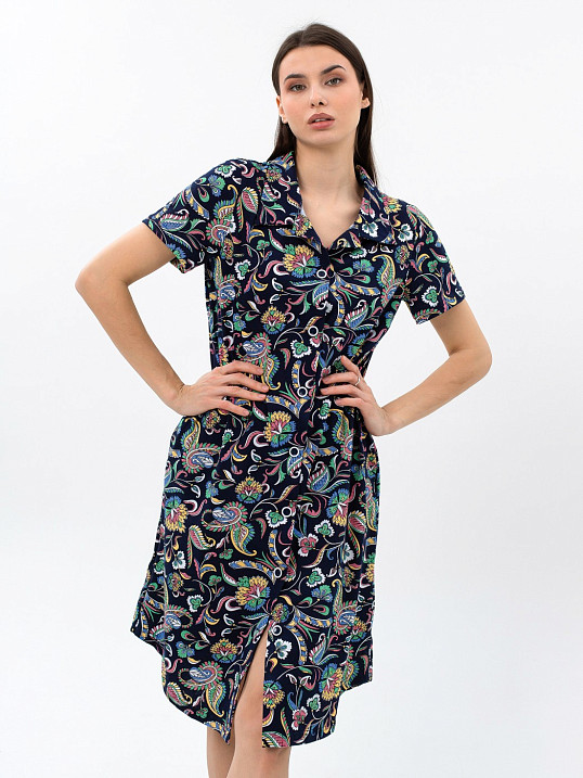 Халат Анна синий/узор