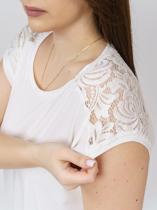 Футболка Кимоно-кружево ваниль