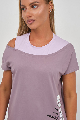 Футболка женская Чика корица/лаванда
