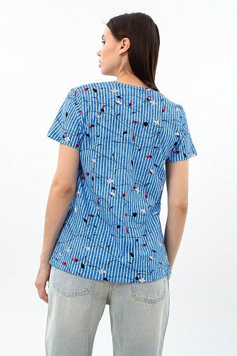Футболка женская с карманами джинс/полоса