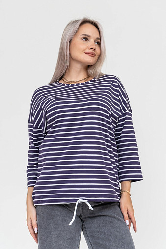 Лонгслив Николь синий/полоса
