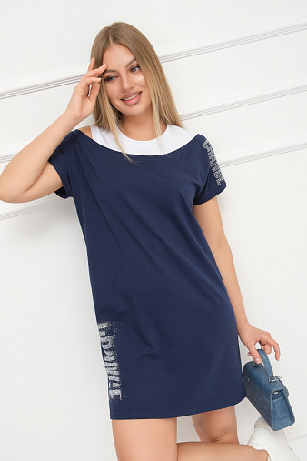 Платье женское Мирэль со стразами т.синий