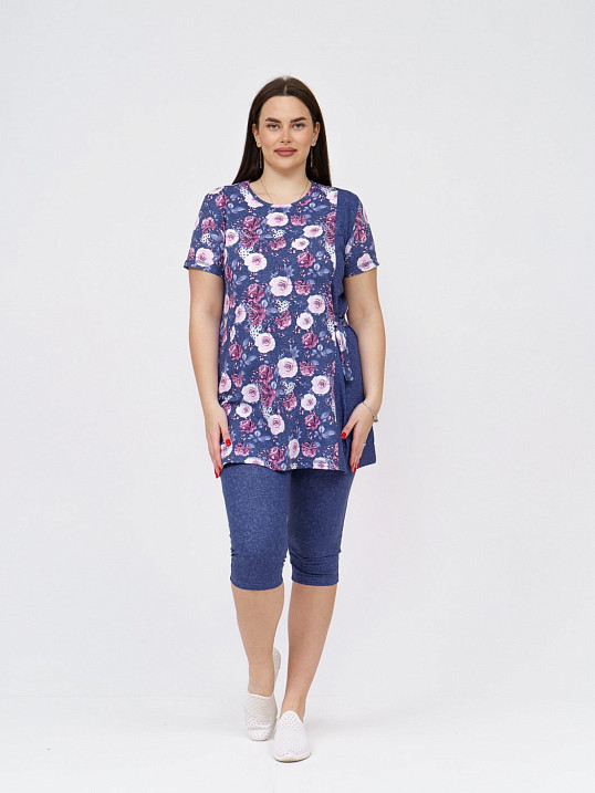 Костюм Симона индиго/цветы