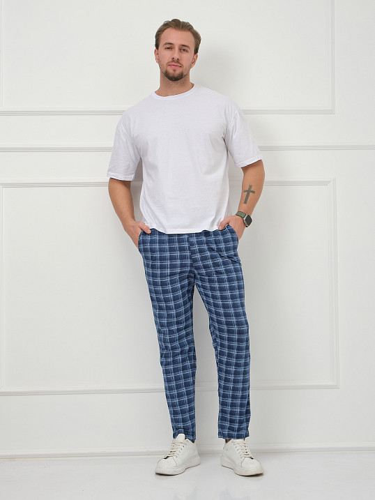 Брюки мужские Легион синий/клетка