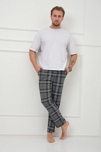 Брюки мужские Легион серый/клетка