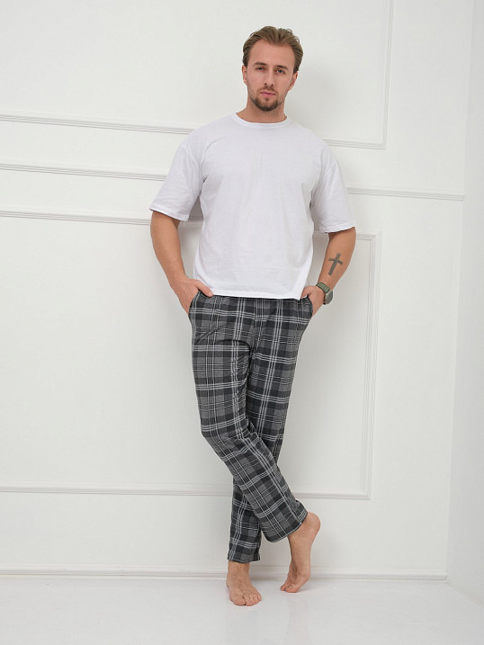 Брюки мужские Легион серый/клетка