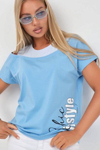 Футболка женская Чика голубой/св.голубой
