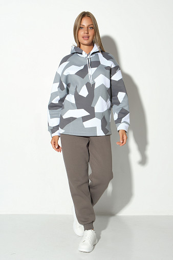 Костюм жен. Геометрия набивка 3-х нитка начес серый