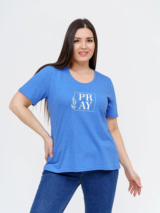 Футболка женская Ника индиго/меланж 