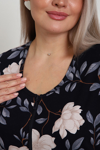 Халат Кира белый/цветы