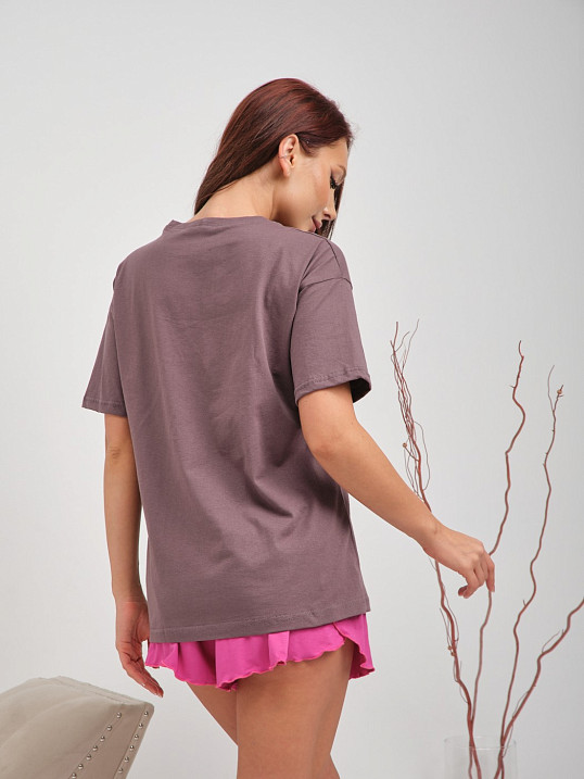 Пижама Сердечки вискоза какао