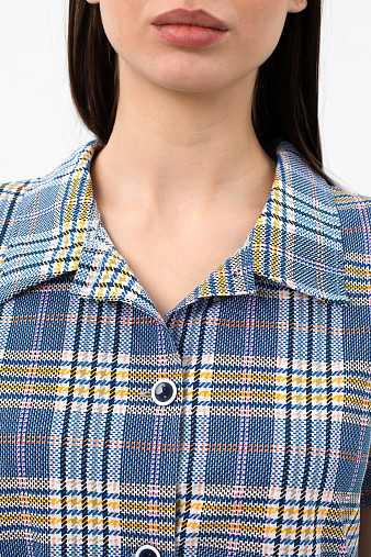 Халат Анна синий/клетка