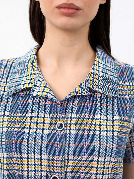 Халат Анна синий/клетка