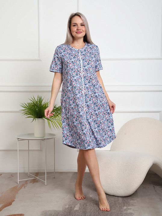 Халат Лотос набивка голубой/цветок