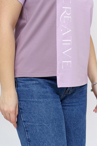 Футболка женская Креатив лаванда/корица