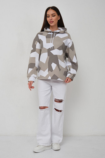 Толстовка жен. Геометрия 3-х нитка начес олива