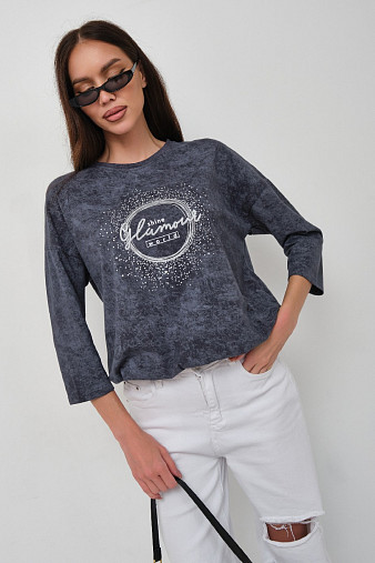 Лонгслив жен. Гламур варенка т.серый