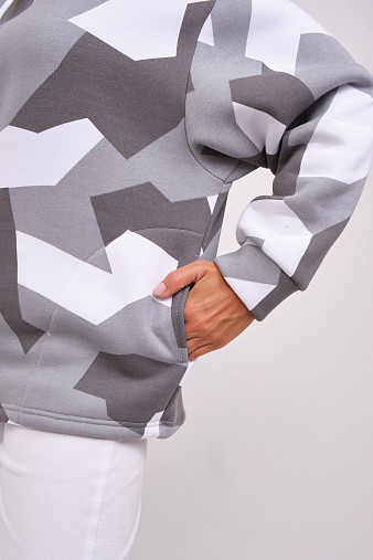 Толстовка жен. Геометрия 3-х нитка начес серый