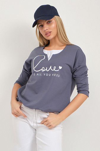 Свитшот женский Шрифт т.серый