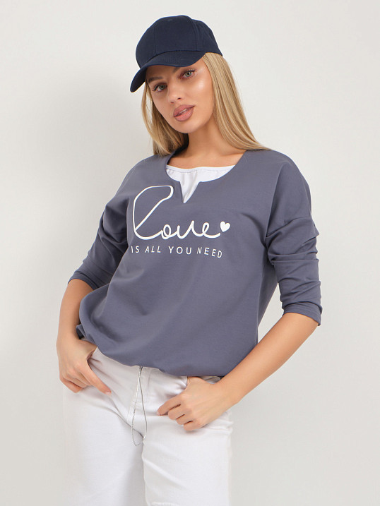 Свитшот женский Шрифт т.серый