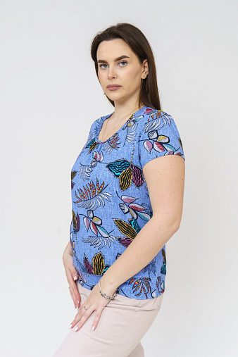 Футболка Фонарик х/б голубой/папоротник