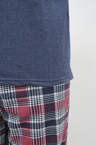 Пижама мужская Олимп дл.рукав бордо/клетка