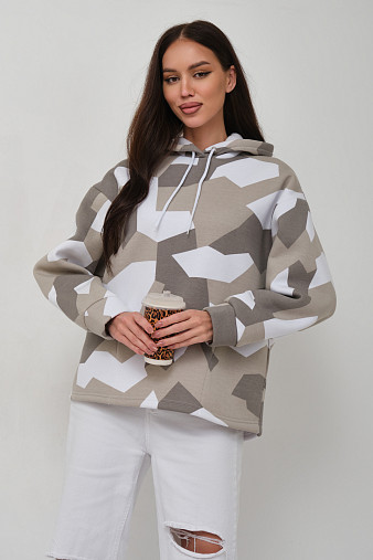 Толстовка жен. Геометрия 3-х нитка начес олива
