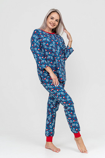 Пижама Уют синий/снегири