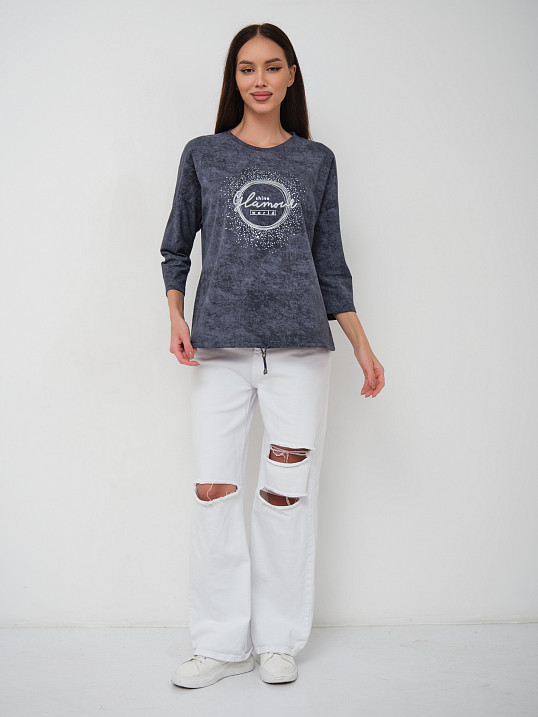 Лонгслив жен. Гламур варенка т.серый