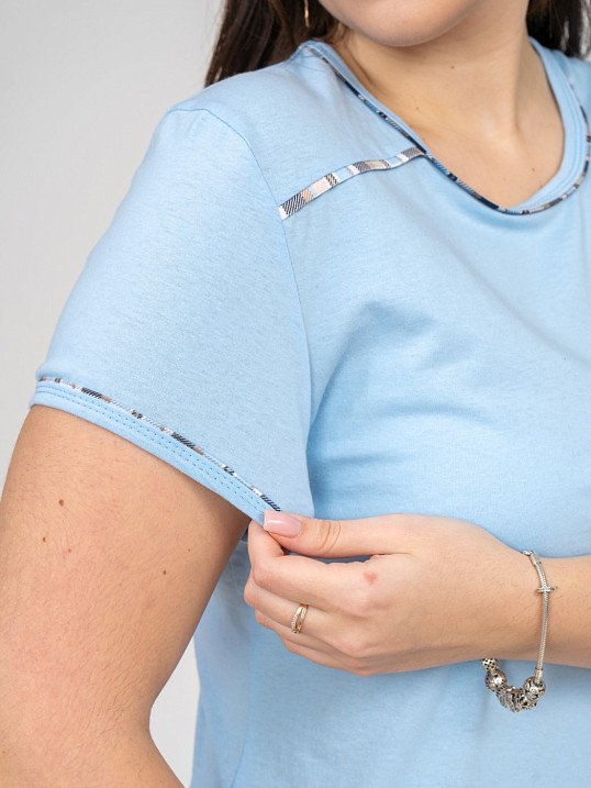 Пижама Нега шорты голубой/клетка