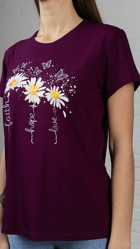 Футболка Ромашка баклажан