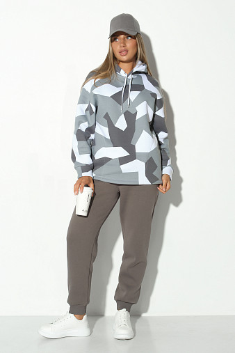 Костюм жен. Геометрия набивка 3-х нитка начес серый