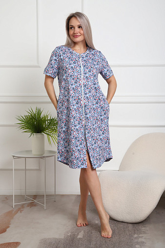 Халат Лотос набивка голубой/цветок