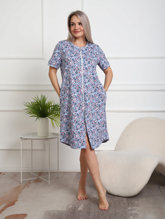 Халат Лотос набивка голубой/цветок