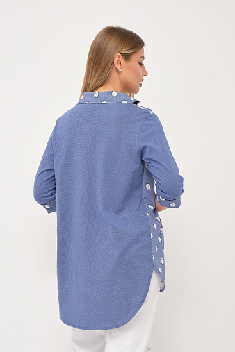 Рубашка Асимметрия джинс/горох