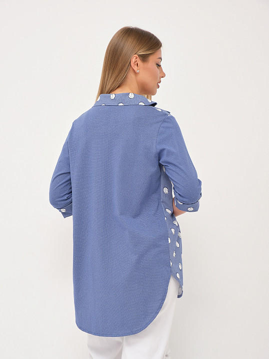 Рубашка Асимметрия джинс/горох