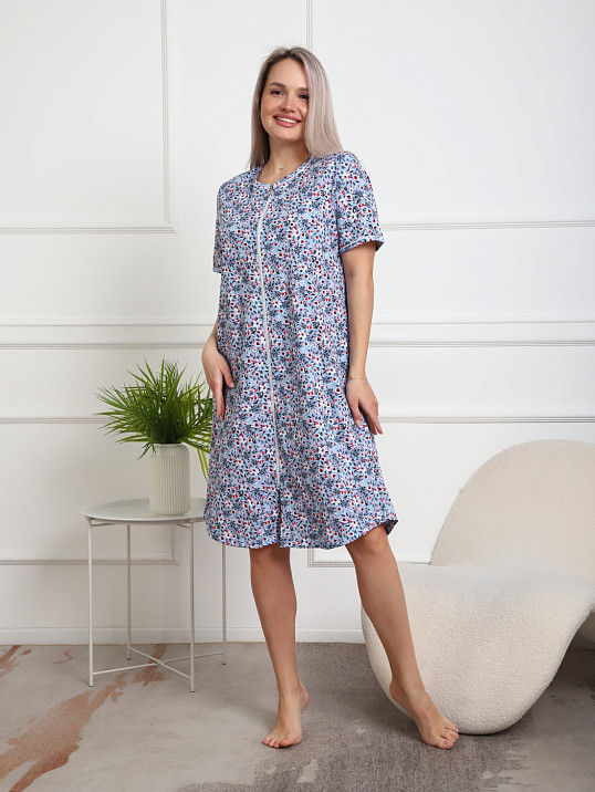 Халат Лотос набивка голубой/цветок