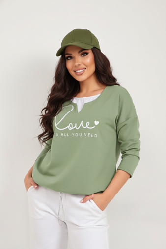 Свитшот женский Шрифт фисташка