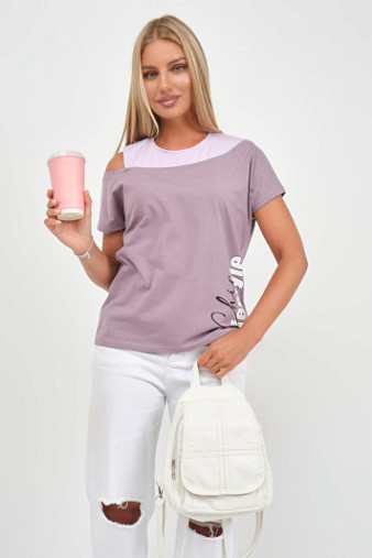 Футболка женская Чика корица/лаванда