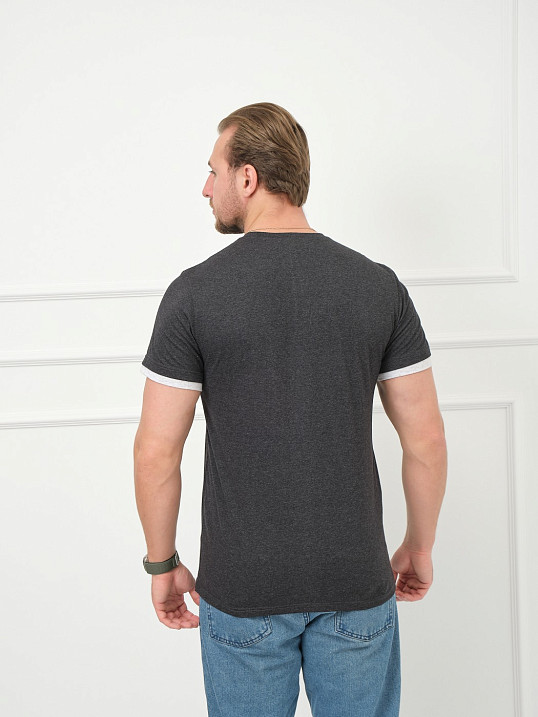 Футболка мужская Респект антрацит/меланж