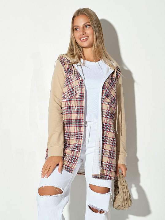 Рубашка жен. Гармония бежевый/клетка