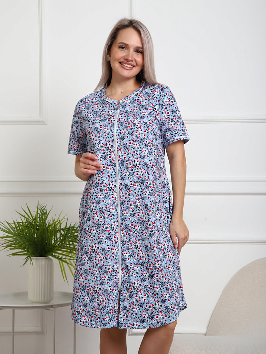 Халат Лотос набивка голубой/цветок