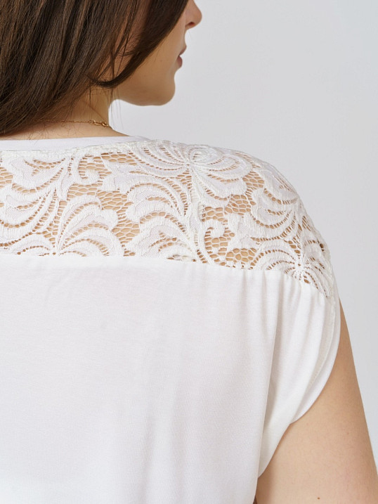 Футболка Кимоно-кружево ваниль