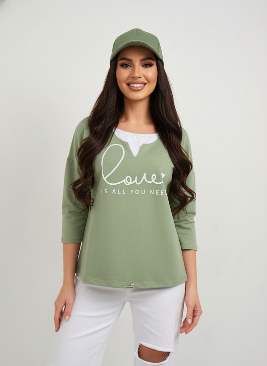 Свитшот женский Шрифт фисташка