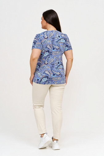 Футболка женская с карманами индиго/узор