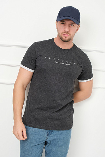Футболка мужская Респект антрацит/меланж