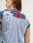 Туника Дарина голубой/цветы