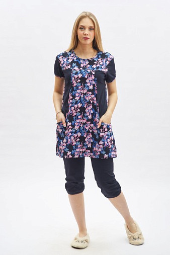 Костюм домашний Света сине-розовый