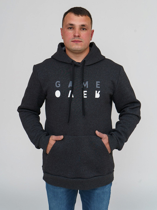 Толстовка мужская Тайм т.серый/меланж 3-х нитка начес